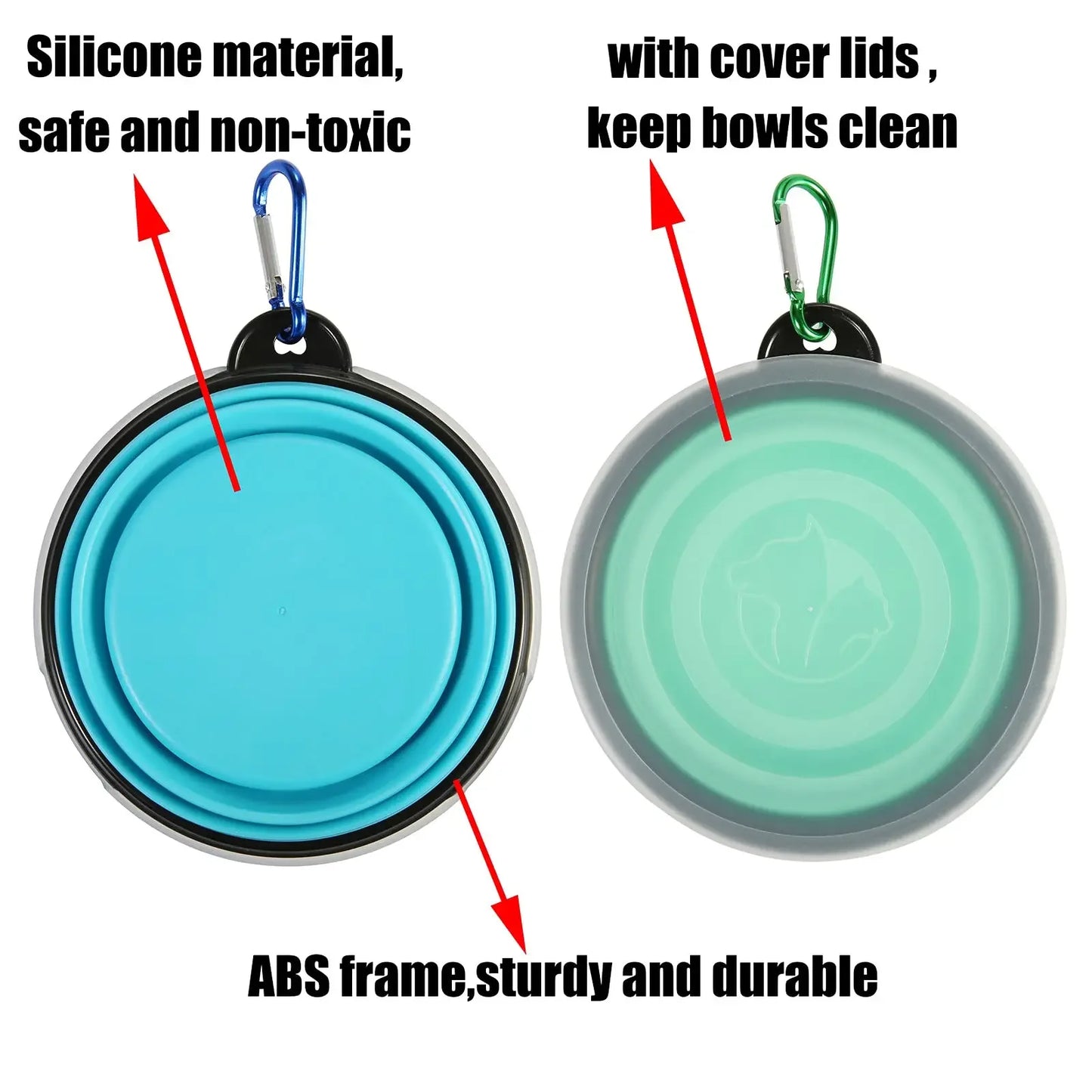 Foldable Silicone Pet Travel Bowl with Hook