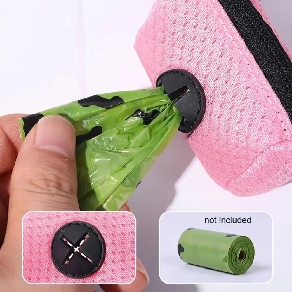 Portable Mesh Dog Poo Bag Dispenser with Buckle