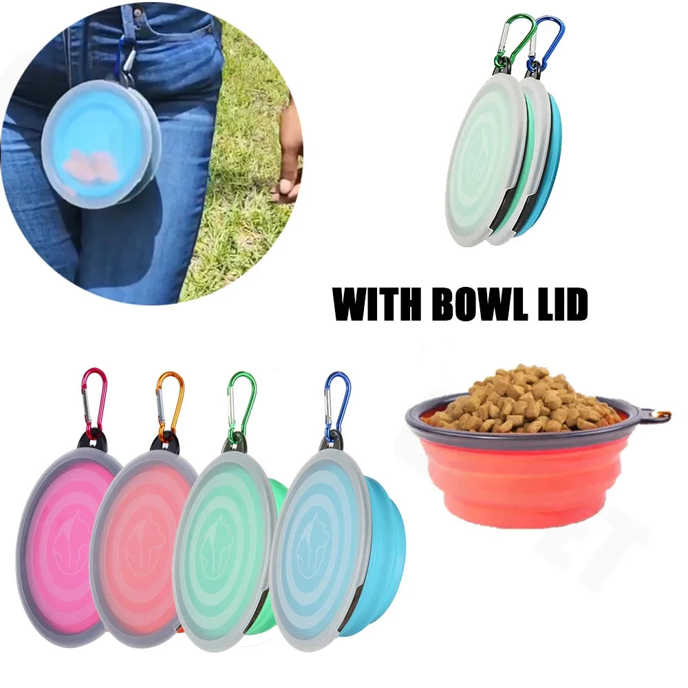 Foldable Silicone Pet Travel Bowl with Hook