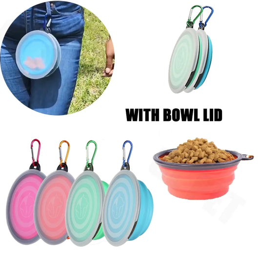 Foldable Silicone Pet Travel Bowl with Hook