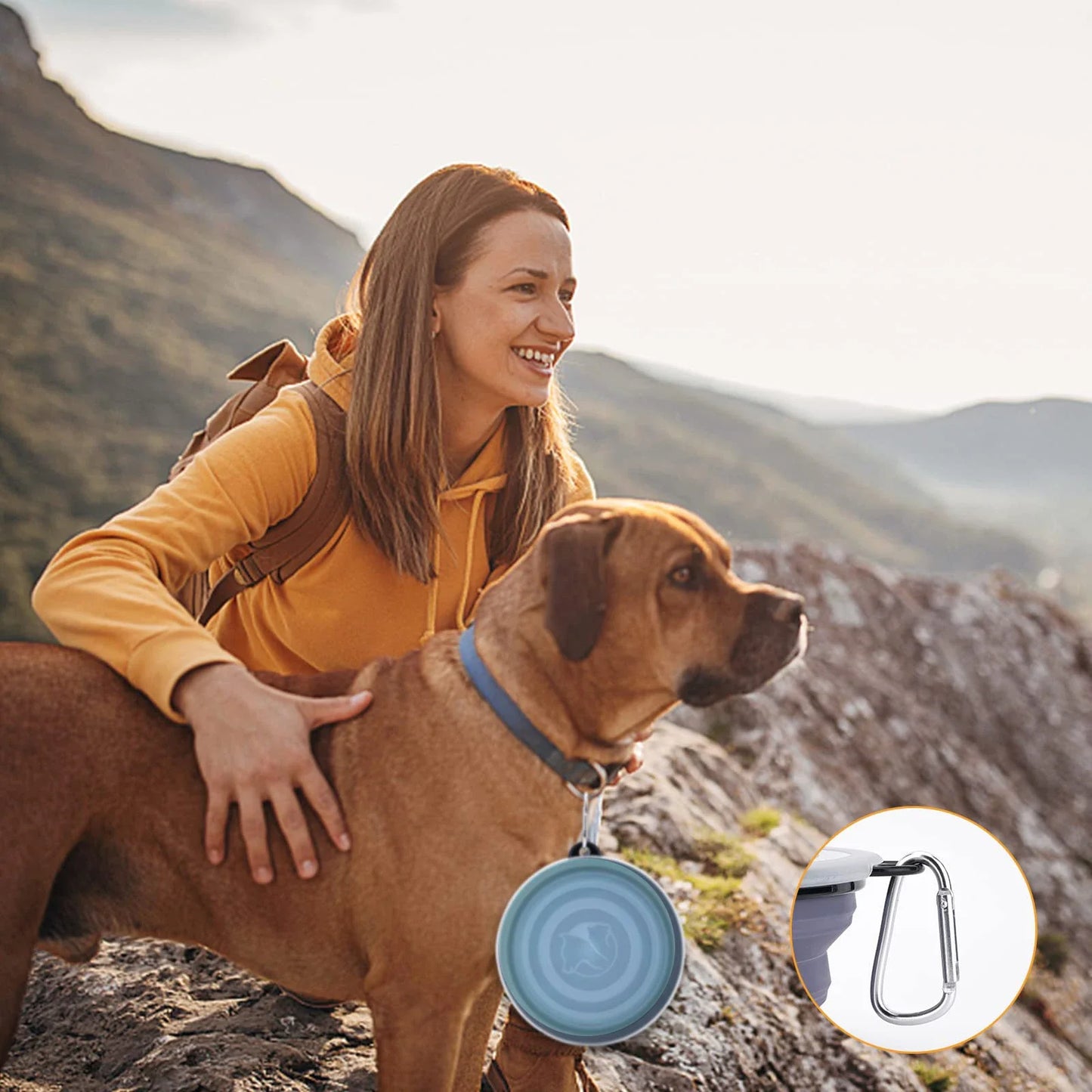Foldable Silicone Pet Travel Bowl with Hook