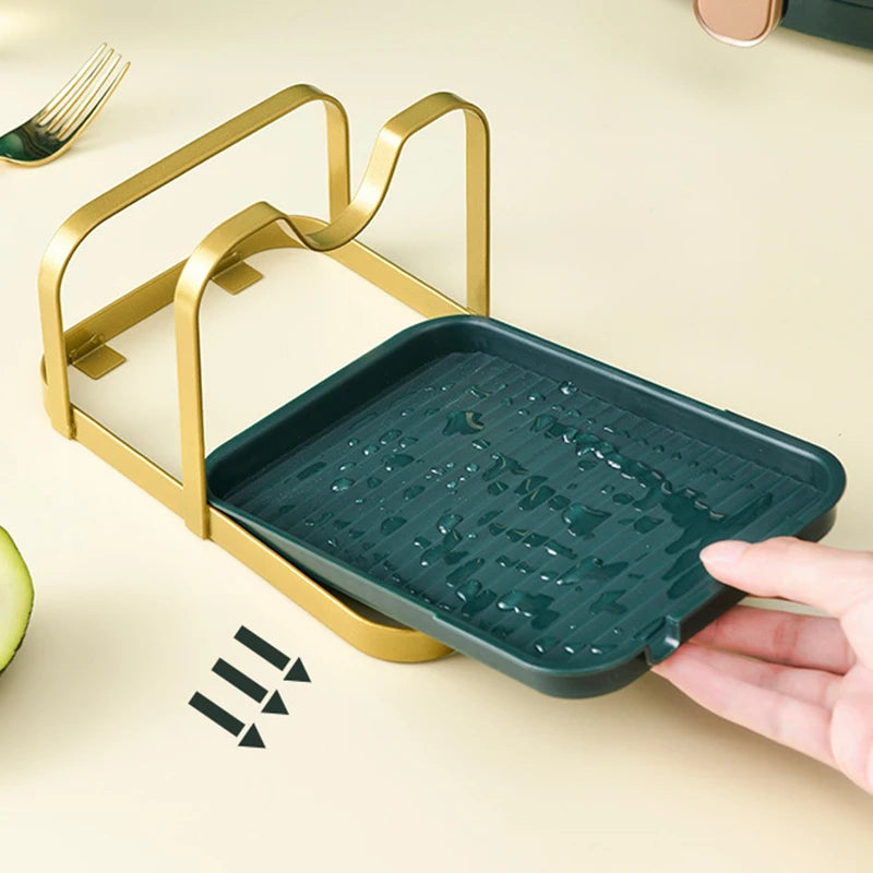 Stainless Steel Pot Lid Holder Rack with Drip Tray