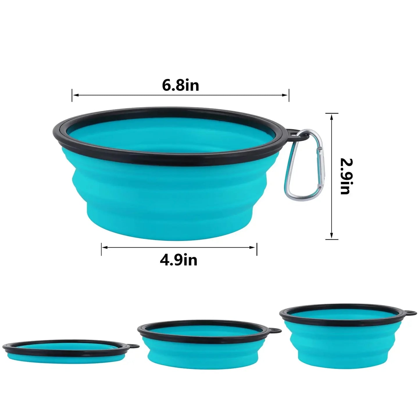 Foldable Silicone Pet Travel Bowl with Hook