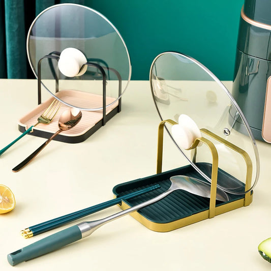 Stainless Steel Pot Lid Holder Rack with Drip Tray